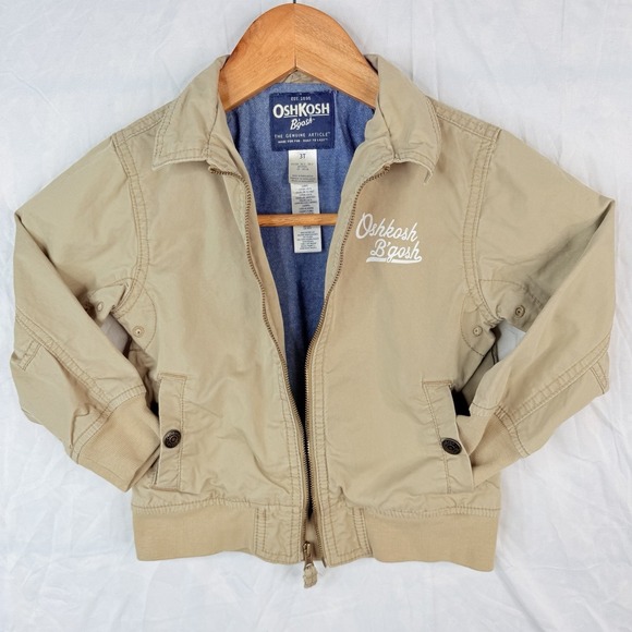 OshKosh B’gosh Other - VTG OSHKOSH BGOSH Kids Bomber Jacket Khaki 100% COTTON Lining 100% NYLON SZ-3T